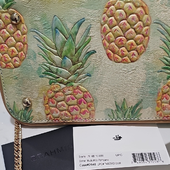 Brahmin Pineapple Print Handbag with Tassel - Picture 8 of 11